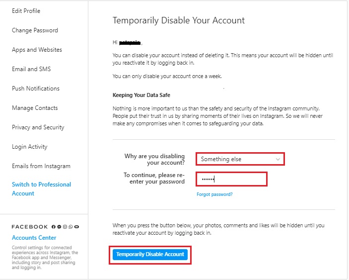 How to Temporarily Disable Instagram Account​
